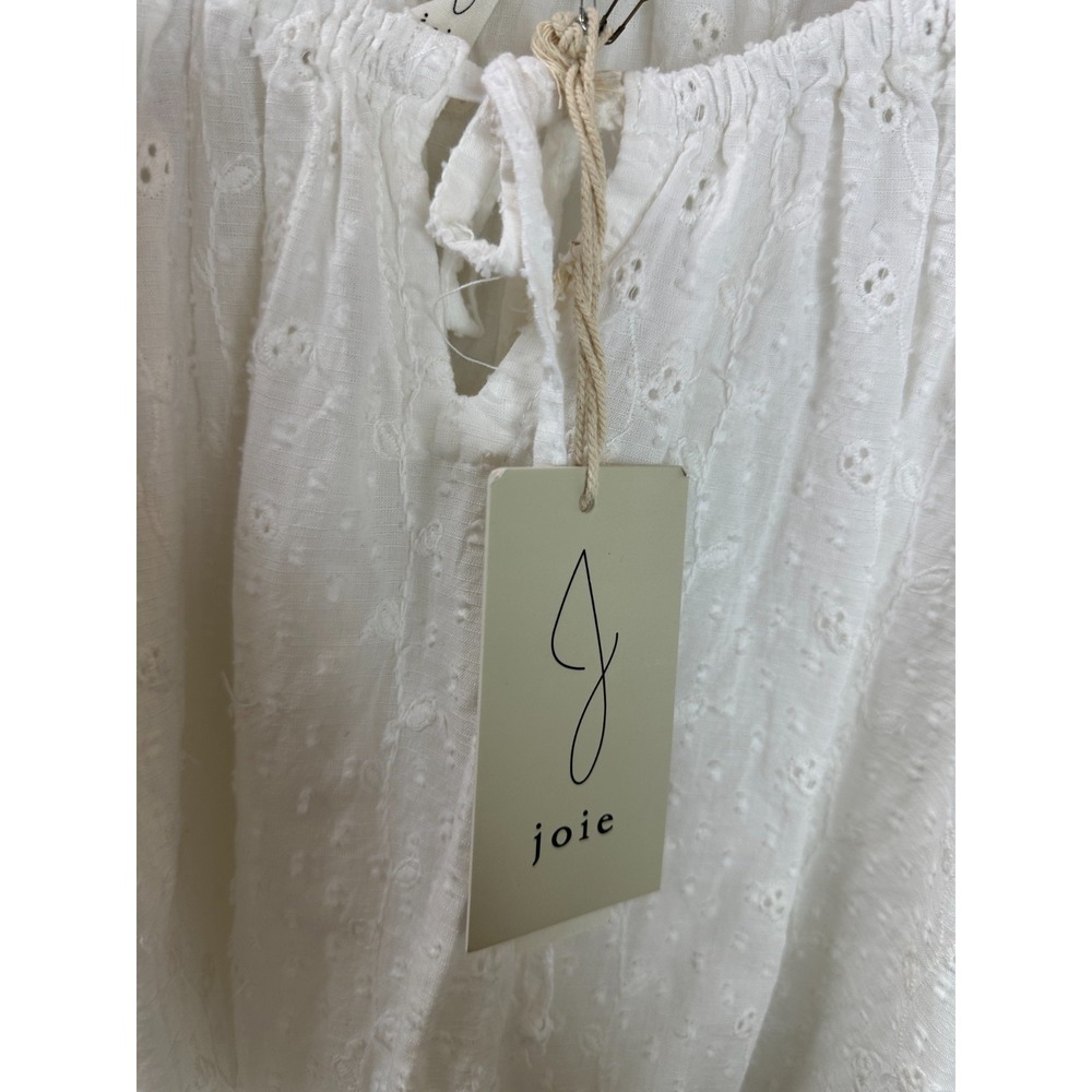 New Joie White Eyelet Cotton Blouse Size Large Top Boho Peasant Cottagecore - Picture 7 of 11